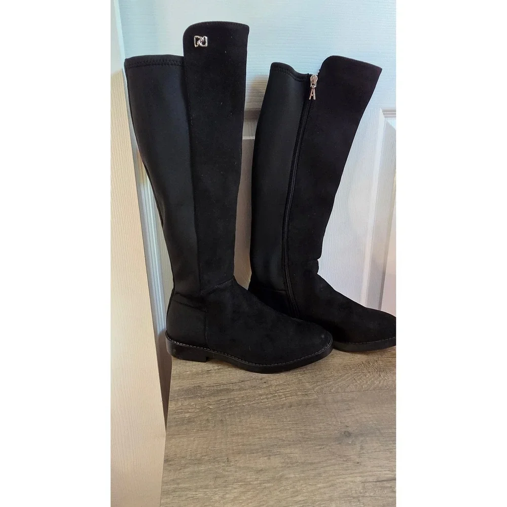 Aerosoles Tierra Womens Black Tall Stretch Knee High Boots A1317 Size 7M